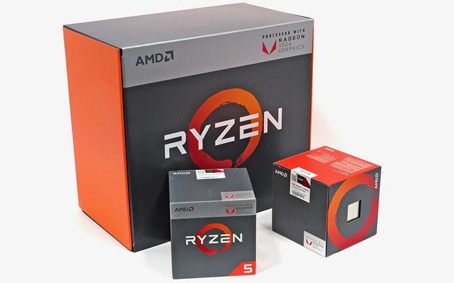 Drei Kartons mit AMDs Ryzen CPUs