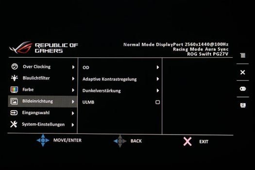 Alle spielrelevanten Einstellungen befinden sich an einem Platz