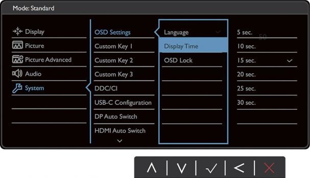 OSD: Systemeinstellungen