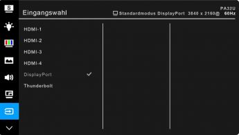OSD: Eingangswahl (Screenshot Handbuch ASUS)