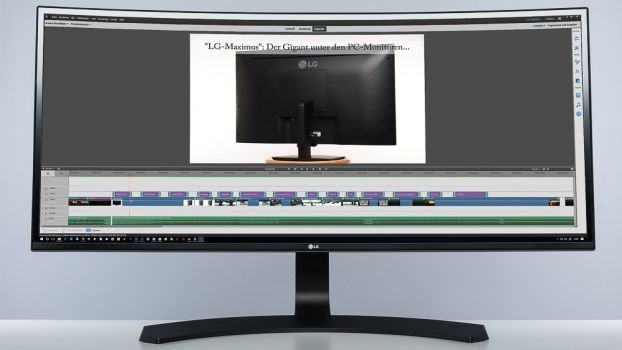 Endlos Platz für die Timeline in der Videoverarbeitung auf dem extrabreit Monitor