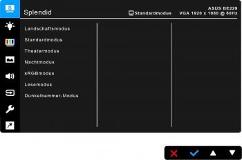 OSD: Splendid-Bildmodi (Screenshot Handbuch ASUS)