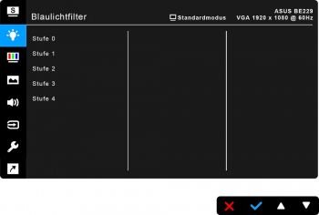 OSD: Blaulichtfilter (Screenshot Handbuch ASUS)