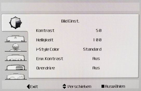 Gut strukturiertes OSD-Menü