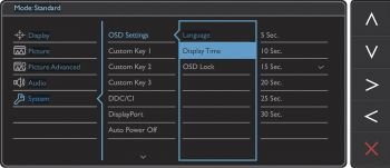 OSD: Systemeinstellungen (Screenshot Handbuch BenQ)