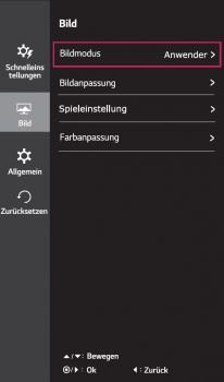OSD: Bildeinstellungen (Screenshot Handbuch LG)