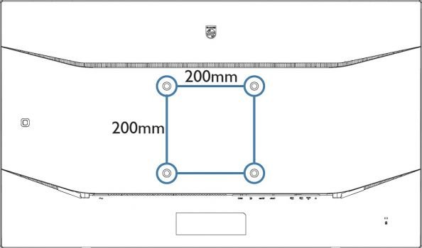 VESA-Halterung 200 mm x 200 mm auf der Rückseite (Screenshot Handbuch Philips)