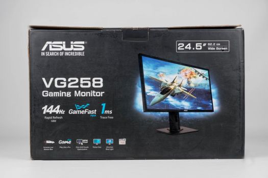 Praktischer Motivkarton des ASUS VG258Q mit Trageschlaufe