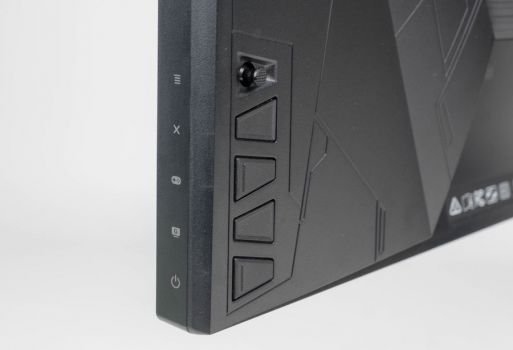 Die für ASUS üblichen Tasten und ein Fünf-Wege-Joystick steuern das OSD-Menü
