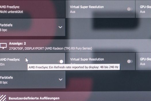 FreeSync synchronisiert Grafikkarte und Monitor über eine Range von 48 bis 240 Hz