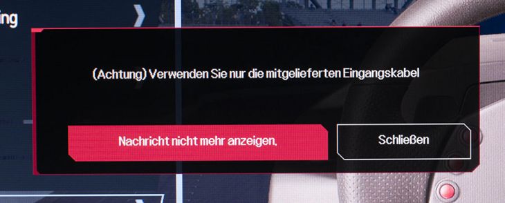 Nervige Meldung bzgl. der verwendeten Kabel