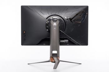 Ansicht des Monitors von hinten in der höchsten Stellung