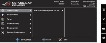 OSD: Der Begriff „Overclocking“ darf bei einem ROG-Gerät natürlich nicht fehlen. (Screenshot Handbuch ASUS)
