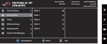 OSD: Blaulichtfilter (Screenshot Handbuch ASUS)