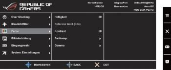 OSD: Farbeinstellungen (Screenshot Handbuch ASUS)