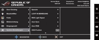 OSD: Systemeinstellungen (Screenshot Handbuch ASUS)