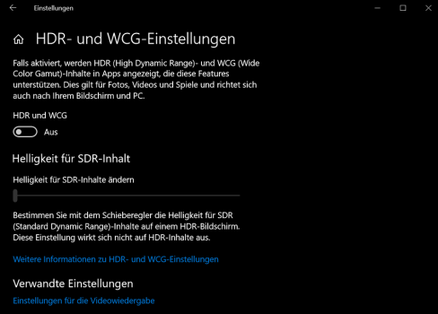 Windows 10: HDR-Einstellungen
