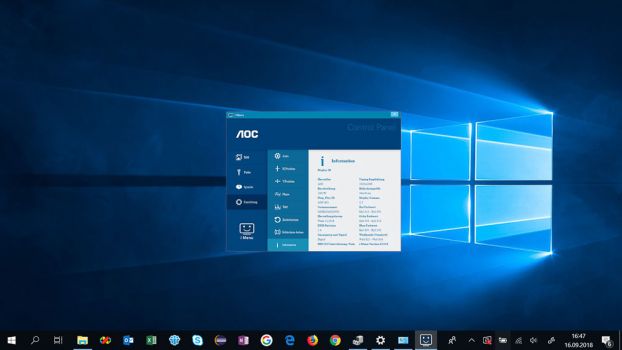 Software-OSD „i-Menü“ in Relation zum ohnehin sehr kleinen Desktop