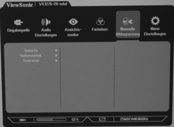 Manuelle Bildanpassung im OSD des Viewsonic VX3276-2K-mhd