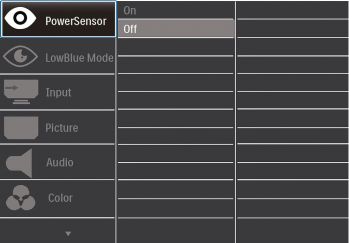 OSD: Power-Sensor (Screenshot Handbuch Philips)