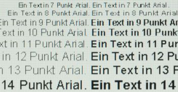 Textwiedergabe, native Auflösung