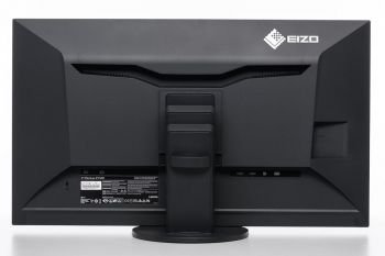Ansicht des Eizo EV3285 von hinten in der niedrigsten Stellung
