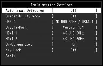 OSD: Administrative Einstellungen (Screenshot Handbuch EIZO)