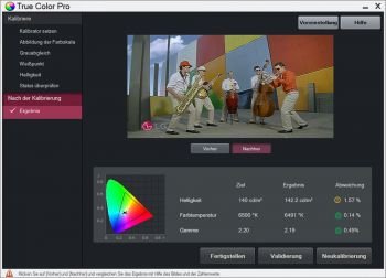 TCP: Ergebnis nach der Kalibrierung (Screenshot TCP)