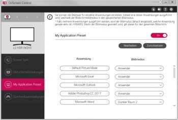 Man kann jeder Anwendung einen Bildschirmmodus zuweisen. Programme tauchen hier auch schnell mal mehrfach auf. Immerhin funktioniert das Umschalten der Modi schnell und einwandfrei
