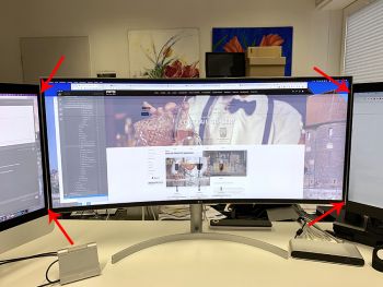Gro&szlig;artige Anpassung auf den zweiten Blick, mit der Neigung exakt von Display zu Display