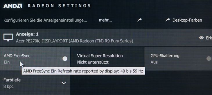 FreeSync wird bereits bei 40 Hz aktiv
