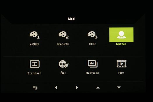 Vordefinierte Bildmodi des Acer PE270K