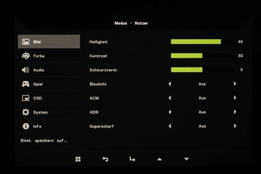 Hauptmenü des Acer PE270K