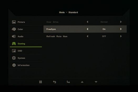 OSD: Bei aktiviertem FreeSync ist Overdrive nicht konfigurierbar
