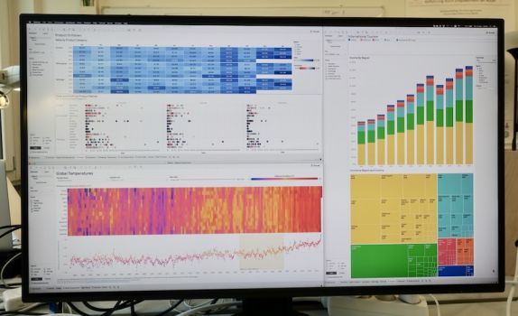Viel hilft viel: Durch die große Bildschirmdiagonale und feine Auflösung lassen sich enorme Informationsmengen auf einen Blick visualisieren