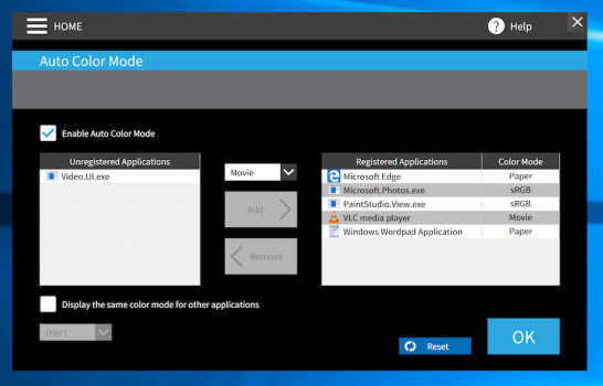 Sinnvolle Zusatz-Software: Mit „Screen InStyle“ kann der Monitor unter Windows beispielsweise automatisch je nach aktivem Software-Fenster den Bildmodus anpassen