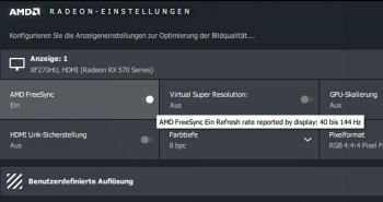 FreeSync-Bereich per HDMI