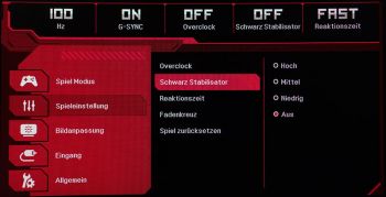 OSD: Spieleinstellungs-Menü Schwarzstabilisator