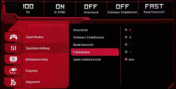 OSD: Spieleinstellung Fadenkreuz