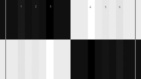 Der LG 34GK950G-B kann die Balken 3 und 4 im schwarzen Bereich nicht erkennbar darstellen