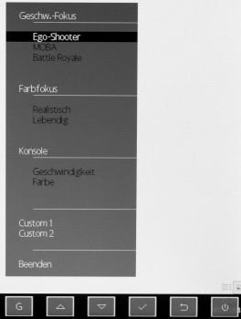 Übersicht der Schnellauswahl im OSD