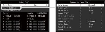 OSD: Bild-Einstellungen bei Kalibrierungs-Modi (Screenshot Handbuch EIZO)