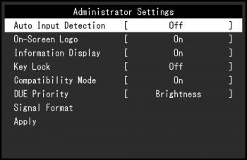 OSD: Administrator-Einstellungen (Screenshot Handbuch EIZO)