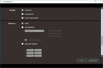 CN V7: Graubalance und Farbraum (Screenshot)