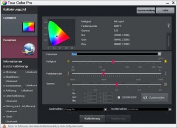 TCP: Kalibrierungseinstellungen (Screenshot TCP)