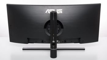 Ansicht Asus PA34VC von hinten in der niedrigsten Stellung