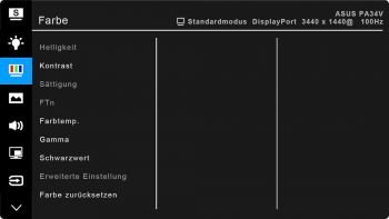 OSD: Farb-Einstellungen (Screenshot Handbuch ASUS)