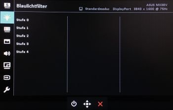 OSD: Fünfstellige Blaulichtfilter-Einstellung