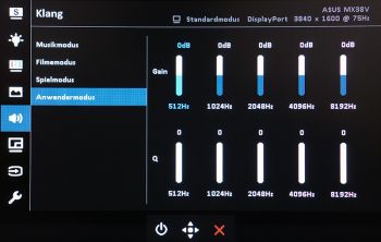 OSD: Im Anwendermodus steht ein Equalizer zur Verfügung