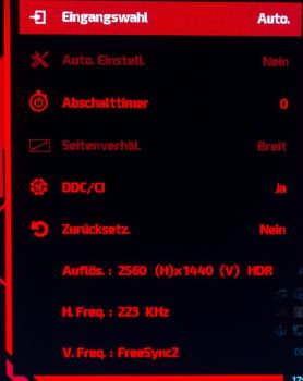 Das OSD zeigt den HDR-Betrieb an